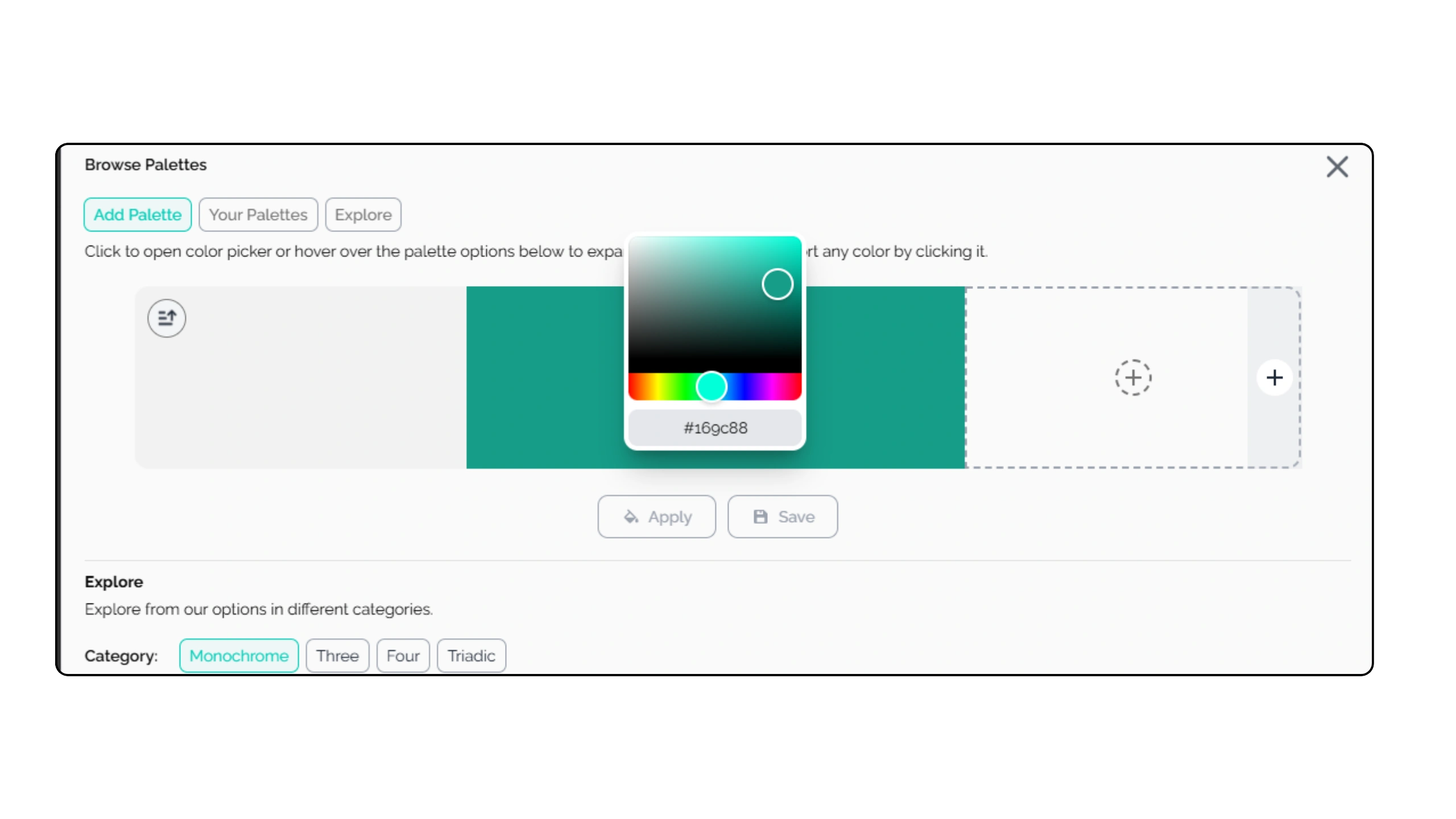 Add Custom Color
Palette